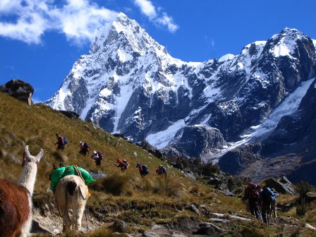 プレ・インカ時代の古道をたどり、タウリラフ直下のウニオン峠（４，７５０ｍ）を越える